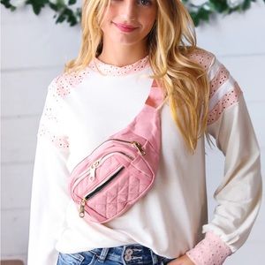 BLUSH QUILTED CONVERTABLE BELT SLING BAG